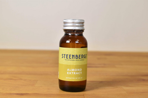 Steenbergs Almond Extract 60ml from the Steenbergs UK online shop for natural, ecofriendly baking ingredients with no artificial flavours or colours.