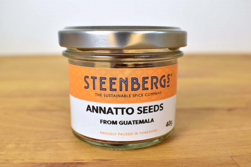 Steenbergs Annatto Seed in Glass Jar from the Steenbergs UK online shop for herbs and spices.