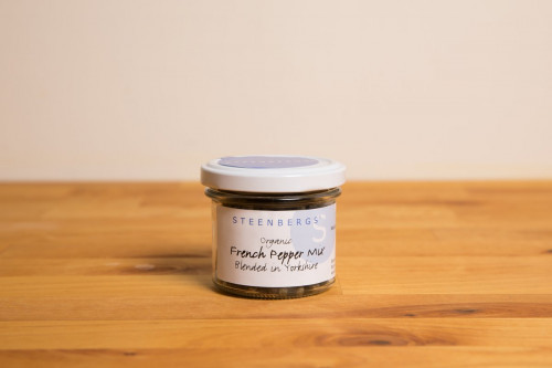 Steenbergs Organic French Pepper Mix in Glass Jar from the Steenbergs UK online shop for organic pepper and spice.