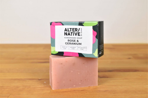 Alternative Suma Handmade Soap Rose and Geranium from the Steenbergs UK online shop for ethical and vegan soap.