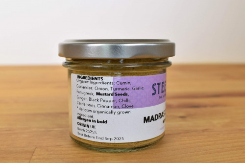 Steenbergs Organic Madras curry powder is created and blended at the Steenbergs spice factory in North Yorkshire, UK.