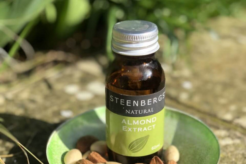 Steenbergs Almond Extract 60ml from the Steenbergs UK online shop for natural, ecofriendly baking ingredients with no artificial flavours or colours.