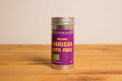 Steenbergs Organic Harissa with Rose Spice Mix in Premium tins from Steenbergs UK online shop for organic spice blends and arabic spice mixes.