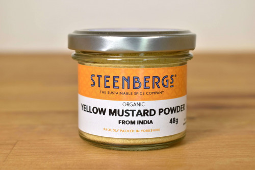 Steenbergs Organic Yellow Mustard Powder in Glass Jar from the Steenbergs UK online shop for organic herbs and spices.