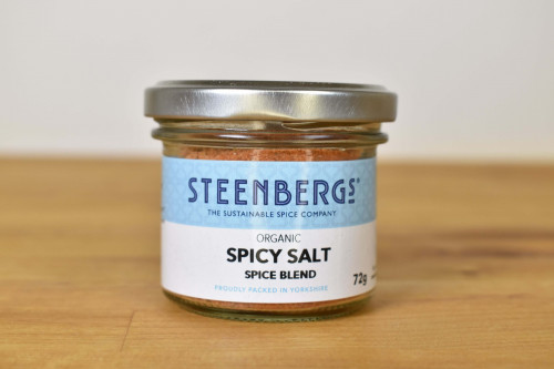 Steenbergs Organic Spicy Salt Seasoning in Glass Jar from the Steenbergs UK online shop for organic salts and salt blends.