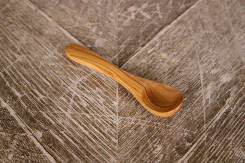 Wooden Salt Spoon in olive wood L115mm from the Steenbergs UK online shop for sustainable and eco food and kitchen utensils.