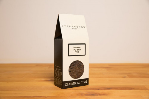 Steenbergs Organic Pu-Erh Chinese Black Loose Tea from the Steenbergs UK online shop for organic loose leaf teas and tea infusers.
