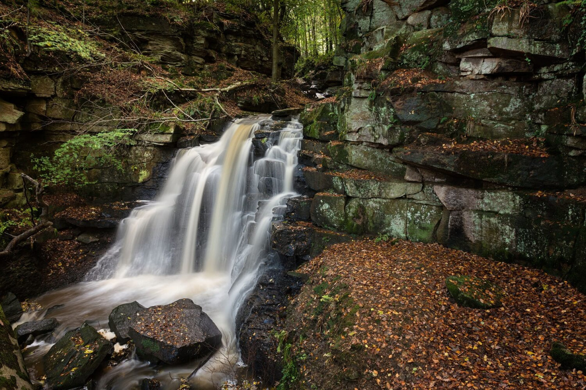 Wharnley Burn Waterfall On The River Derwent