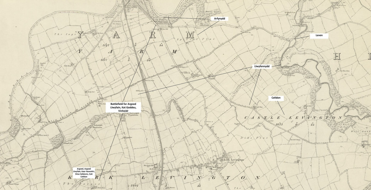 1860s Map Annotated For Battle Of Coed Caer Liddon