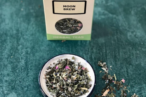 Steenbergs Moon Brew Herbal Tea, loose leaf, from the Steenbergs UK online shop for loose leaf herbal teas and infusions. Created, blended and packed in North Yorkshire, UK.