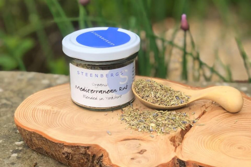 Steenbergs Organic Mediterranean Herby Rub in Glass Jar from the Steenbergs UK online shop for organic herbs and spices.