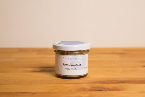Steenbergs Frankincense Resin in Glass Jar from the Steenbergs Incense online shop.