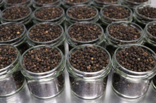 Steenbergs Organic Fairtrade Black Peppercorns are packed at the Steenbergs UK organic spice factory in North Yorkshire.