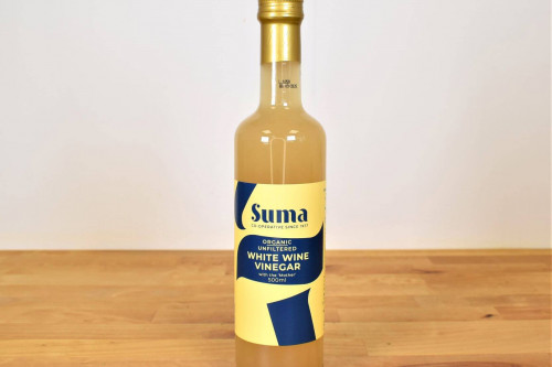 Suma Organic White Wine Vinegar with Mother from Steenbergs UK online shop for organic food and cooking ingredients.