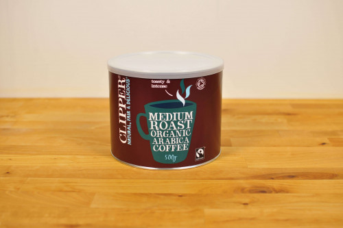Clipper Organic Fairtrade Instant Coffee 500g available at the Steenbergs UK shop for organic and Fairtrade food and groceries.