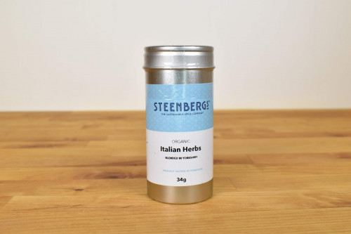Steenbergs Organic Italian Herb Mix in Premium Tin with see through lid from the Steenbergs UK organic online shop for herb mixes.