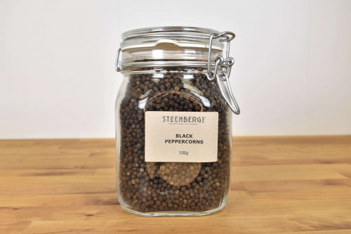 Buy Steenbergs black peppercorns in a clip jar for the serious cook from Steenbergs UK specialists in sustainable spices and baking ingredients.