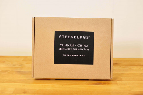 Steenbergs Puerh Tea Brick in a box, great tea gift for tea gourmet, from the Steenbergs UK online shop for tea.