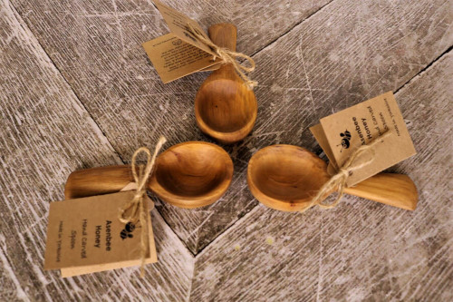 Beech wooden coffee scoops available from Steenbergs UK online shop.