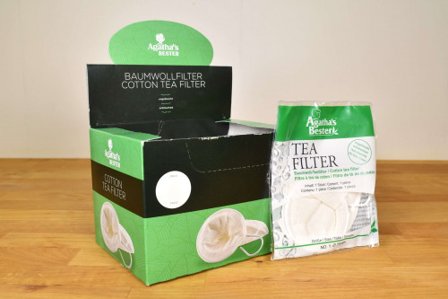 Agatha Bester One Cotton Tea filter / tea bag  - reusable - available from the Steenbergs UK online tea shop for loose leaf teas and herbal infustions.