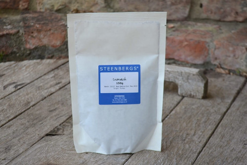 Steenbergs Sumac 150g lined paper bag, fully recyclable, no salt, from the Steenbergs UK online spice shop.
