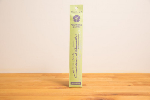 Fairly Traded Maroma Frankincense + Myrrh Incense Sticks from the Steenbergs UK online ethical shop.