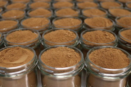 Steenbergs Organic Cinnamon powder is packed at the Steenbergs UK spice factory in North Yorkshire.