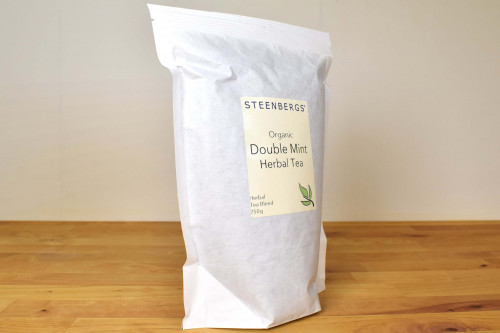 Steenbergs Organic Double Mint Herbal Tea in 250g bag.