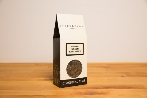 Steenbergs Organic GREEN Earl Grey Tea , loose leaf, from the Steenbergs UK online shop for organic loose leaf teas and tea infusers.