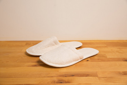 Unbleached cotton Towelling Slippers Medium 5-6 from the Steenbergs UK online shop for organic towels, slippers and bathrobes.