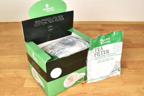 Agatha Bester One Cotton Tea filter / tea bag  - reusable - available from the Steenbergs UK online shop for tea accessories.