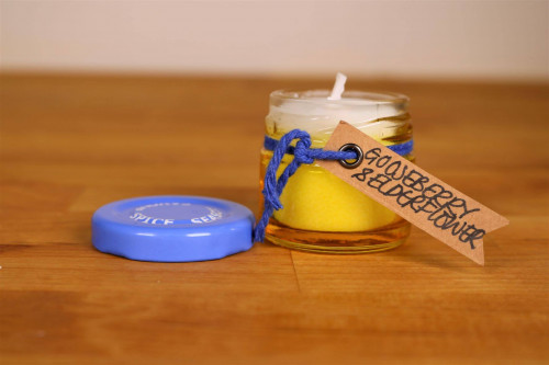 Steenbergs Gooseberry and Elderflower scented mini candle exclusively from the Steenbergs UK online shop.