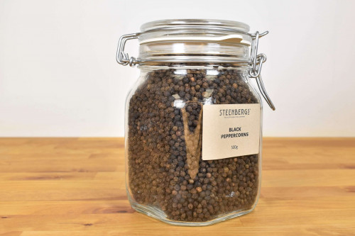 Buy Steenbergs black peppercorns in a clip jar for the serious cook from Steenbergs UK specialists in sustainable spices and baking ingredients.