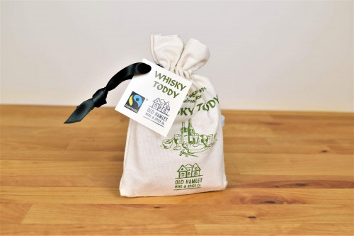 Old Hamlet Fairtrade Sugar and Spice Whisky Toddy Mix in Printed Calico Bag from the Steenbergs UK online shop for Fairtrade drink mixes and whisky toddy spice mixes.