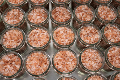 Steenbergs Pink Himalayan Salt being packed in the Steenbergs factory in North Yorkshire, UK.