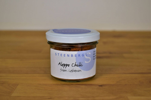 Steenbergs Aleppo Chilli in Glass Jar from the Steenbergs UK online shop for chillies, herbs and spices.