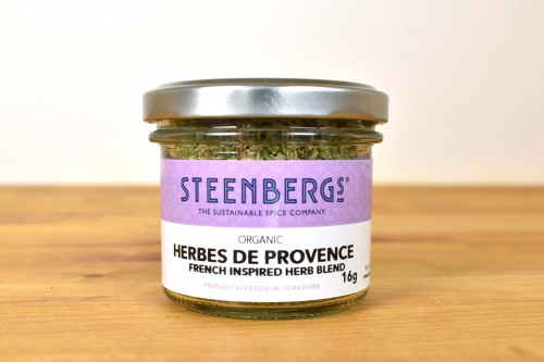 Steenbergs Organic Herbes de Provence Herb Blend in Glass Jar from the Steenbergs UK online shop for organic herbs and spices.