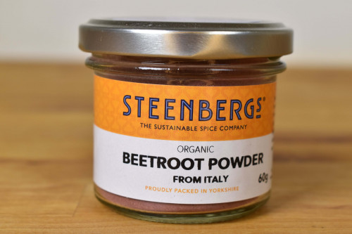Steenbergs Organic Beetroot Powder in Glass Jar from the Steenbergs UK online shop for organic herbs and spices.