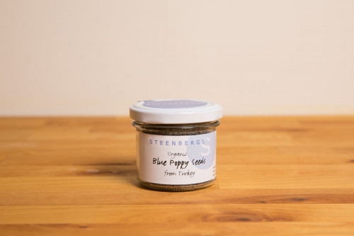 Steenbergs Organic Blue Poppy Seeds, part of the UK range of organic herbs and spices.