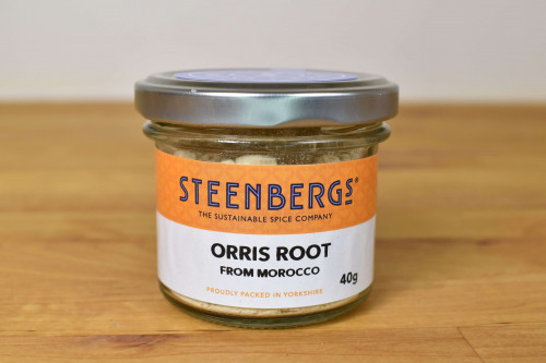 Steenbergs Orris Root Ground Powder Standard Jar 40g in glass jar from the Steenbergs UK online shop for herbs and spices.