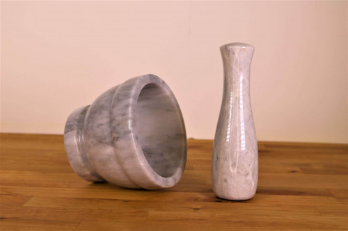 Marbletree light grey classic pestle and mortar from Steenbergs UK online shop.