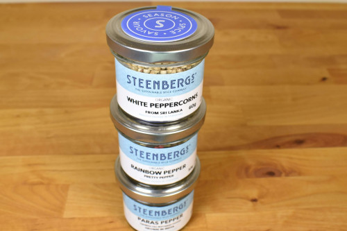 Steenbergs Pepper Stack Gift Set from the UK Steenbergs online shop for spice gifts and sustainable herbs and spices