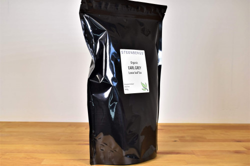 Steenbergs Organic Earl Grey Leaf Tea 500g from the Steenbergs UK online shop for organic loose leaf teas and infusers.