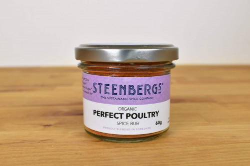 Steenbergs Organic Perfect Poultry Spice Mix, Glass Jar, from the Steenbergs UK online shop for organic spices and spice mixes.
