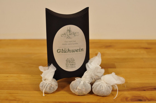 Old Hamlet Gluhwein Spice Mix Pouchettes - Black Pillow Pack - from the Steenbergs and Old Hamlet UK online shop for gluhwein mixes and mulled wine spices.