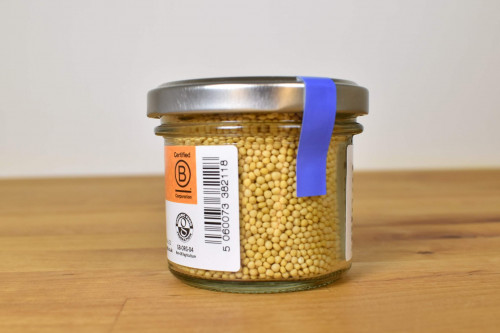Steenbergs Organic Yellow Mustard Seed in a Glass Jar from the Steenbergs UK online shop for organic herbs and spices.