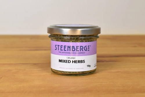 Steenbergs Organic Mixed Herbs in Glass Jar from the Steenbergs UK online shop for organic herbs and spices. Blended in North Yorkshire.