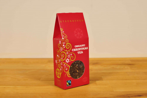 Steenbergs Organic Fairtrade Christmas Tea Loose Leaf. Blended and created in North Yorkshire from the  from the Steenbergs UK online shop for organic Fairtrade loose leaf teas.
