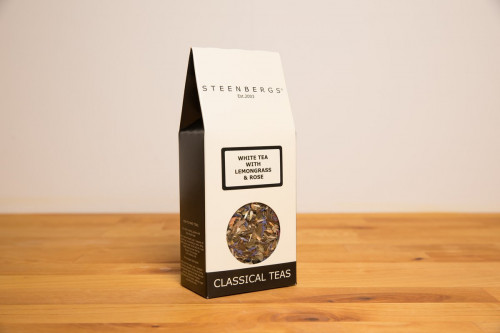 Steenbergs White Tea with Lemongrass and Rose Loose Leaf Tea from the UK Steenbergs loose leaf tea shop.