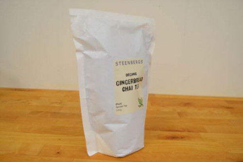 Steenbergs Organic Gingerbread Chai Loose Leaf Tea, 500g bulk bag, resealable, spiced black loose tea from the Steenbergs UK online shop for organic loose leaf teas and spiced chai teas.